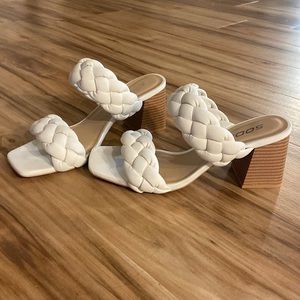 White Braided Strap Heels